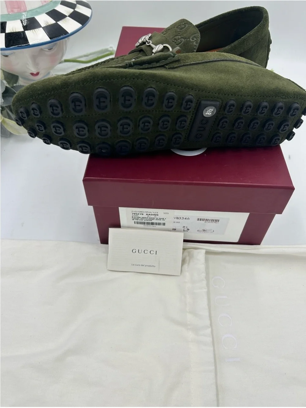 Men’s Gucci GG embossed suede driver loafer size 8.5 it’s 9.5 US made in Italy